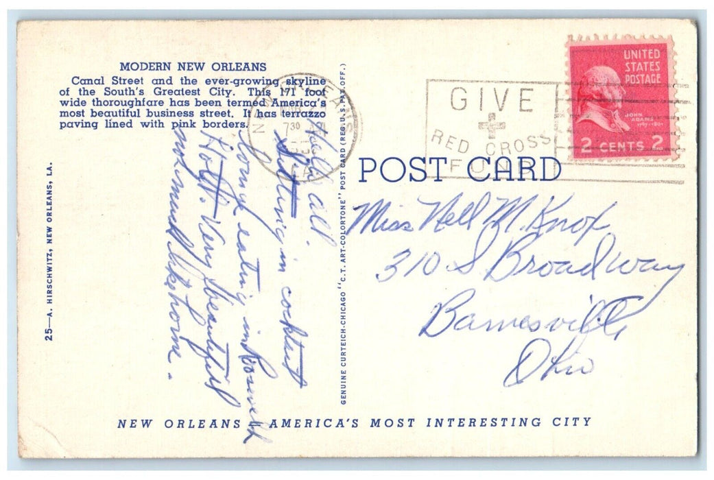 1956 Canal Street Exterior Building Streetcar New Orleans Louisiana LA Postcard