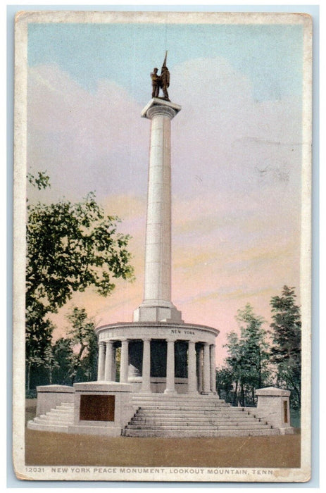 1910 New York Peace Monument Lookout Mountain Statue Tennessee Phostint Postcard