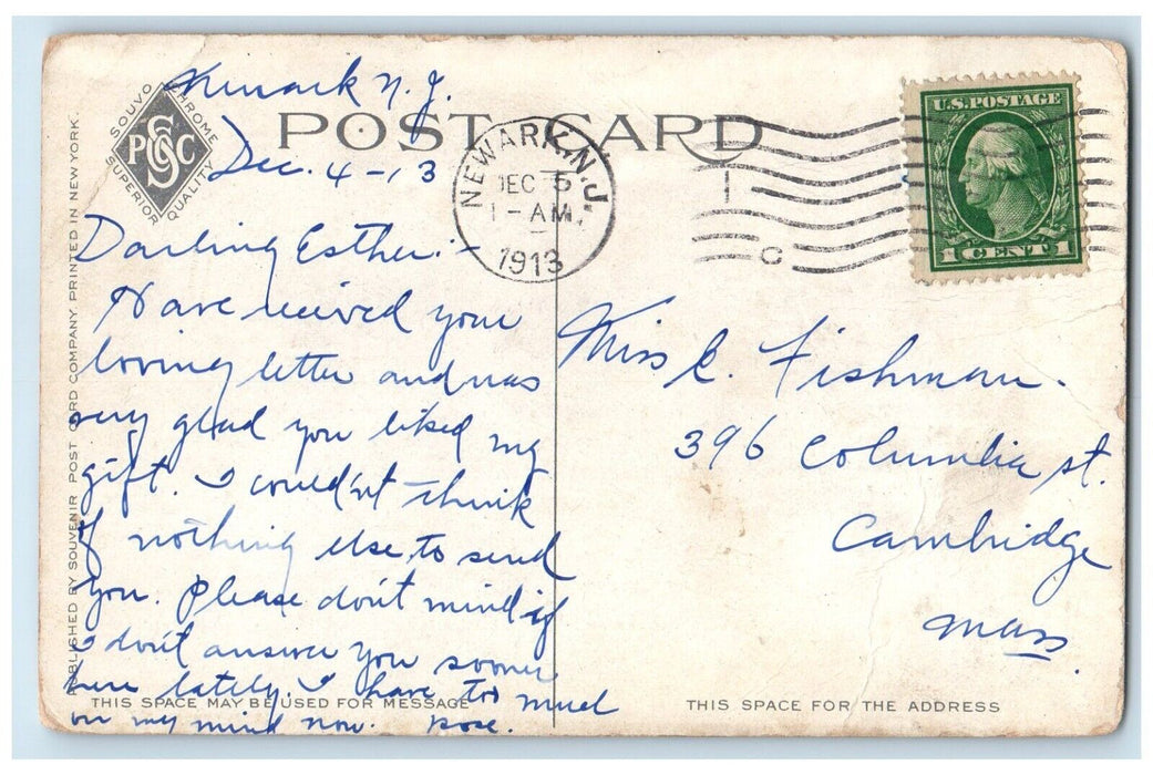1913 Lincoln Monument Essex County Court House Statue Newark New Jersey Postcard