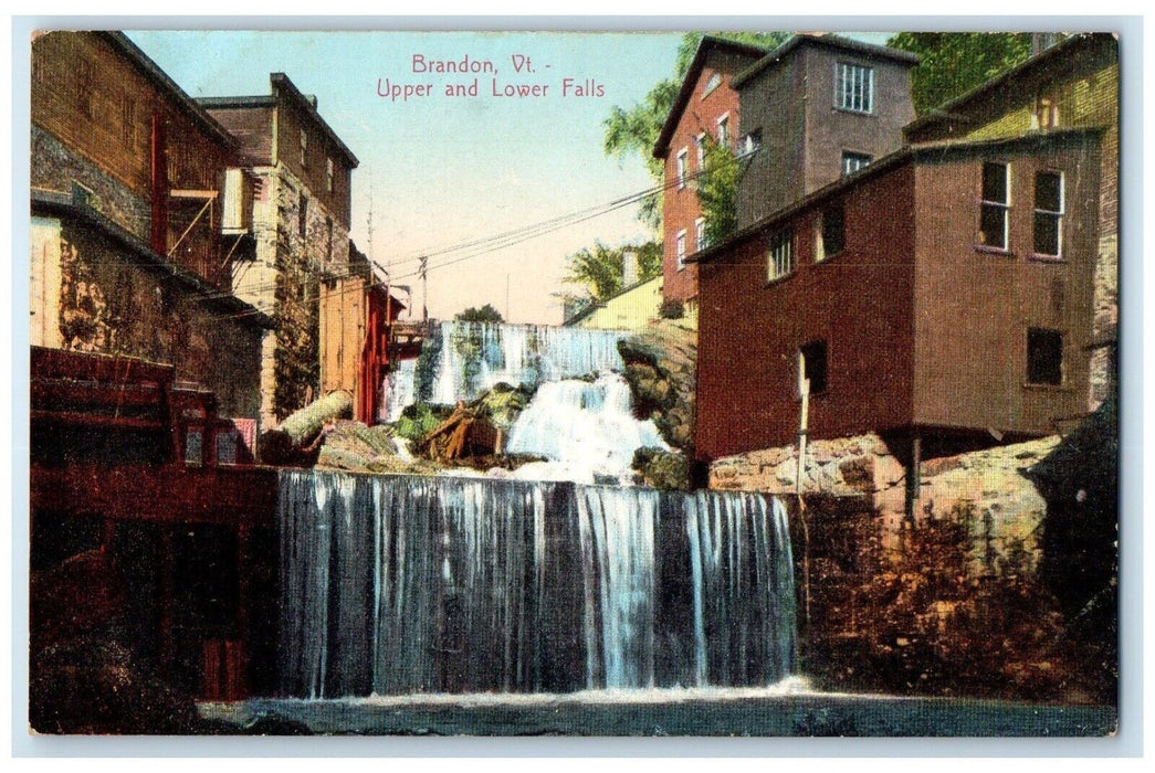 c1910 Upper Lower Falls Exterior Building Lake River Brandon Vermont VT Postcard