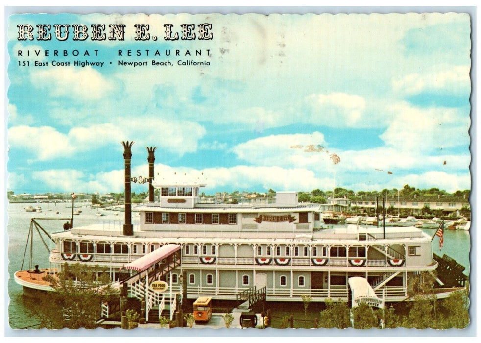 1974 Reuben E. Lee Riverboat Restaurant Newport Beach California CA Postcard