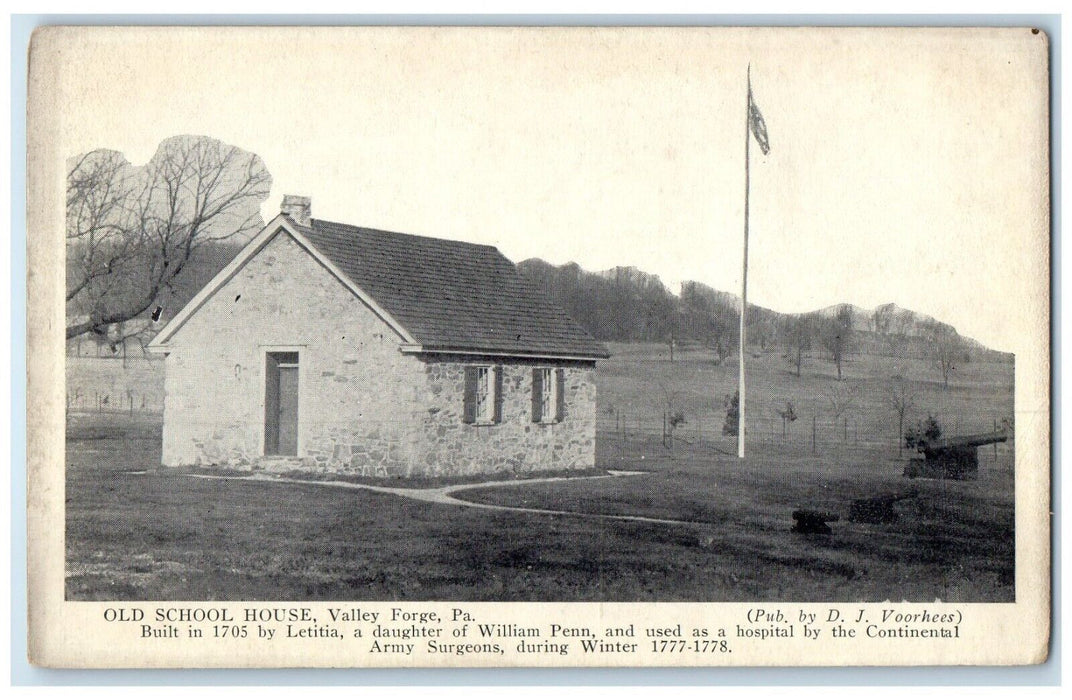 c1910's View Of Old School House Valley Forge Pennsylvania PA Antique Postcard
