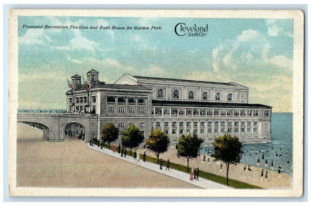 1920 Proposed Recreation Pavilion Bath House Gordon Park Cleveland Ohio Postcard