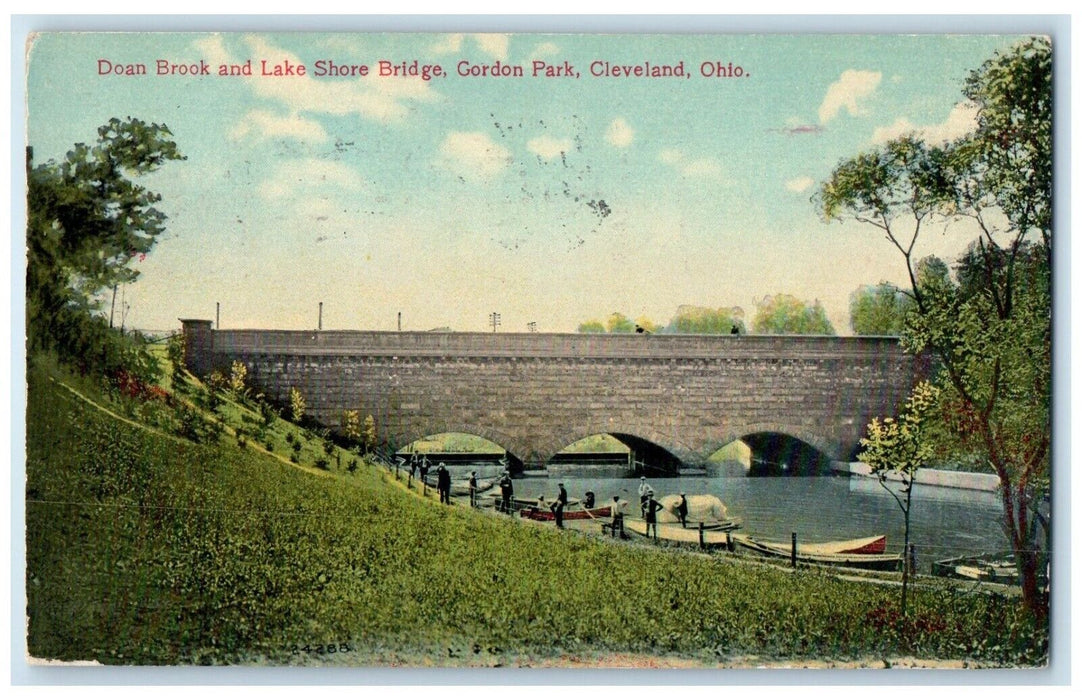 1911 Doan Brook Lake Shore Bridge Gordon Park Cleveland Ohio OH Antique Postcard