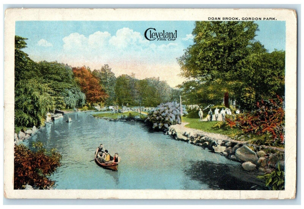 c1920 Canoe Boat Doan Brook Gordon Park Cleveland Ohio Unposted Antique Postcard