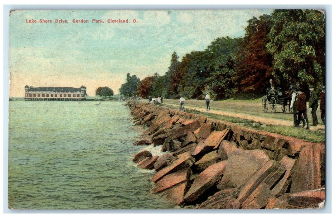 1910 Lake Shore Drive Horse Carriage Gordon Park Cleveland Ohio Antique Postcard