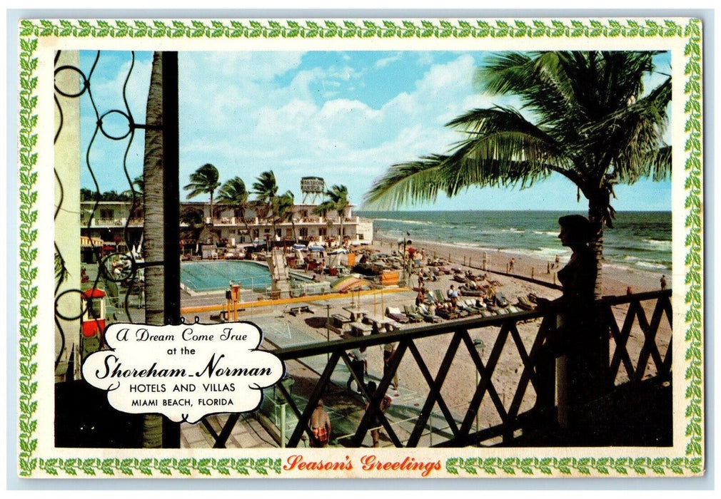 1960 Dream Come True Shoreham Norman Hotels Villas Miami Beach Florida Postcard