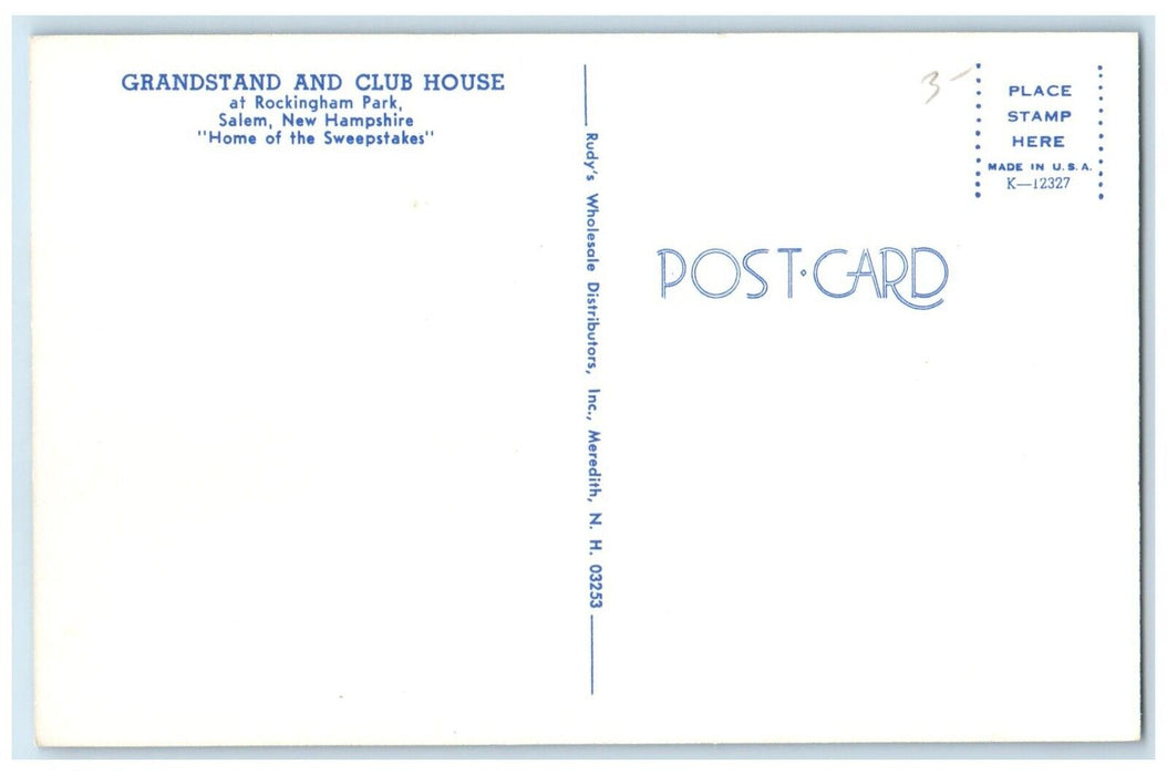 c1950s Rockingham Park Grandstand And Club House Salem New Hampshire NH Postcard