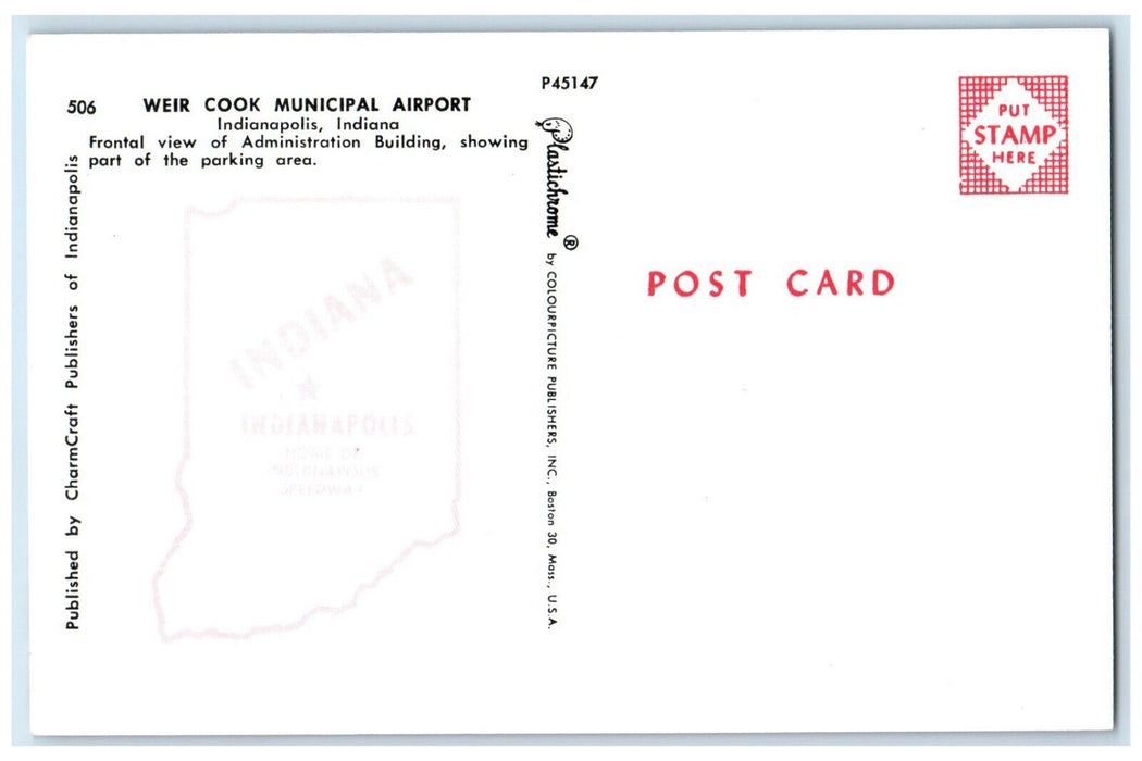 c1950's Weir Cook Municipal Airport Cars Indianapolis Indiana IN Postcard