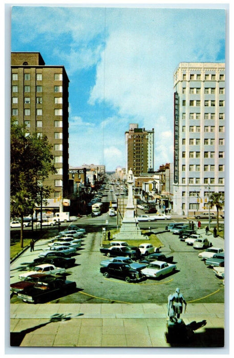 Looking Down Main Street From Capitol Steps Columbia South Carolina SC Postcard