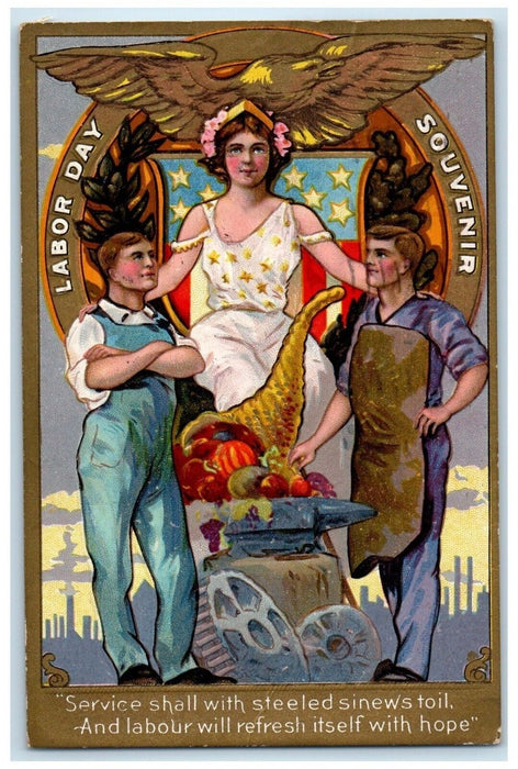 1910 Labor Day Union Akron Ohio OH, Van Ness Hats Advertising Nash Postcard