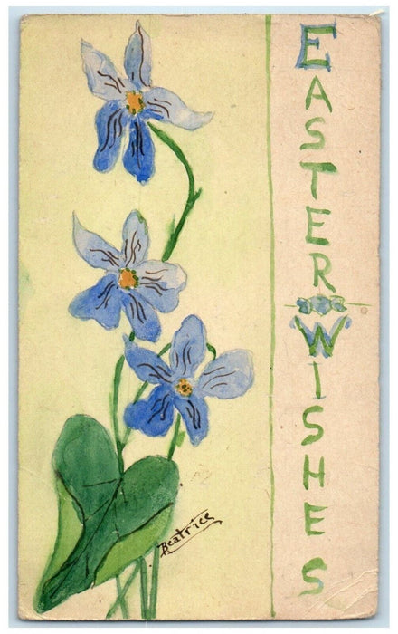 1908 Easter Flowers Hand Drawn Painted Art Beatrice Maineville OH Postcard