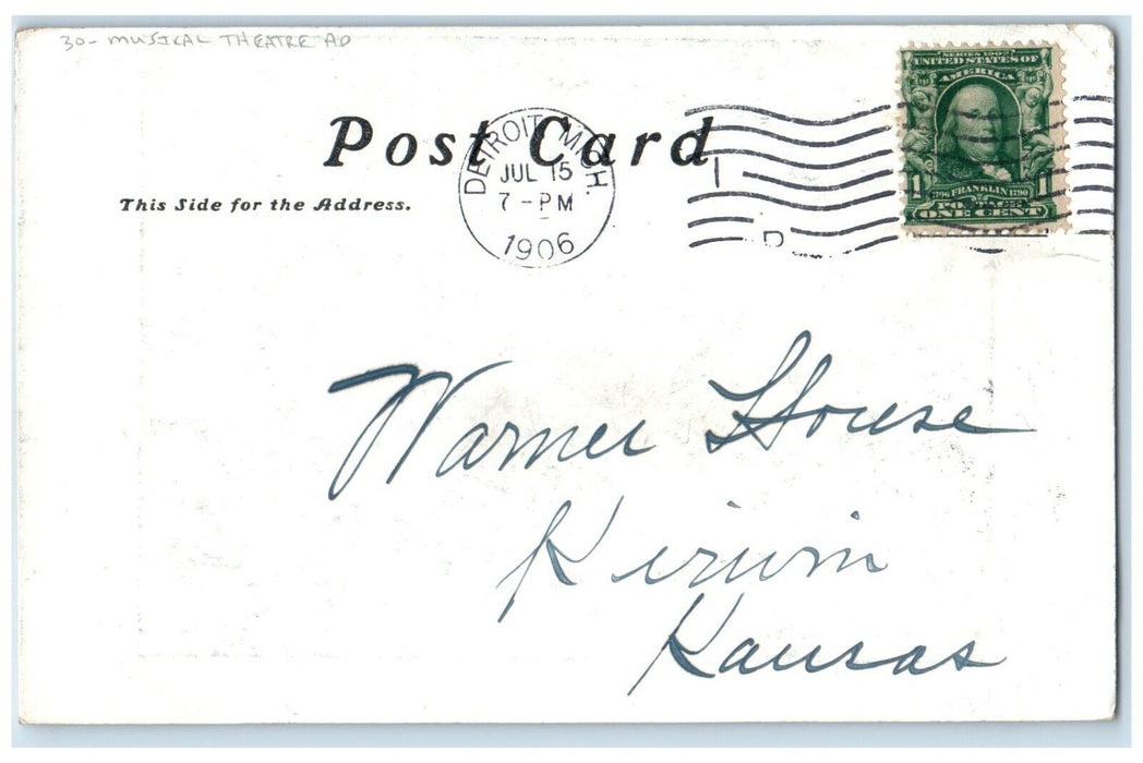 1906 The Five Musical Lovelands Musical Theatre Advertising Detroit MI Postcard