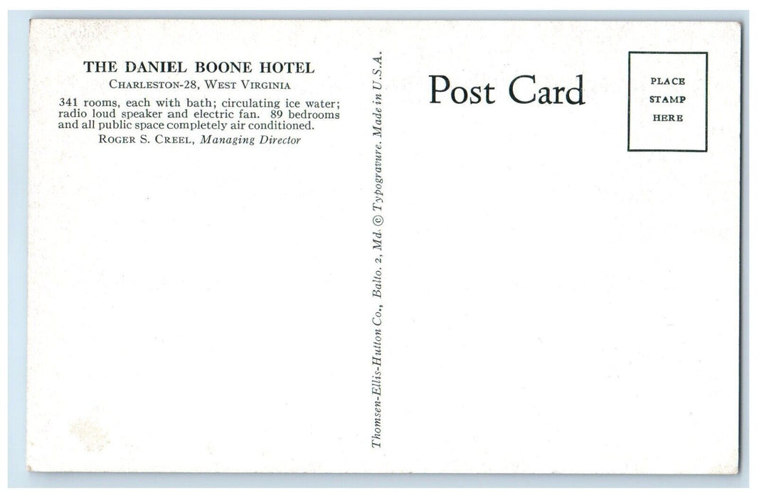 The Daniel Boone Hotel Building Charleston 28 West Virginia WV Vintage Postcard