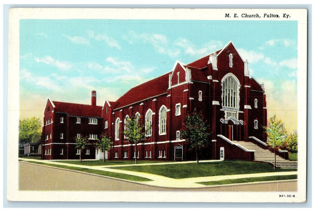 1951 ME Church Street View Fulton Kentucky KY Posted Vintage Postcard