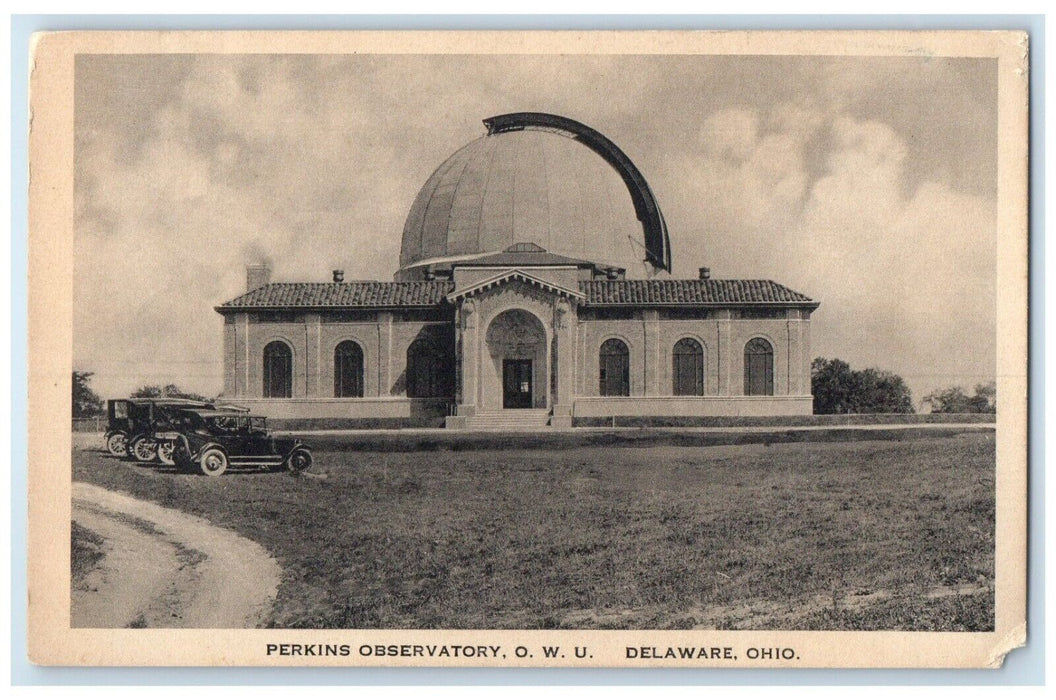 c1930's Perkins Observatory OWU Building Cars Delaware Ohio OH Vintage Postcard