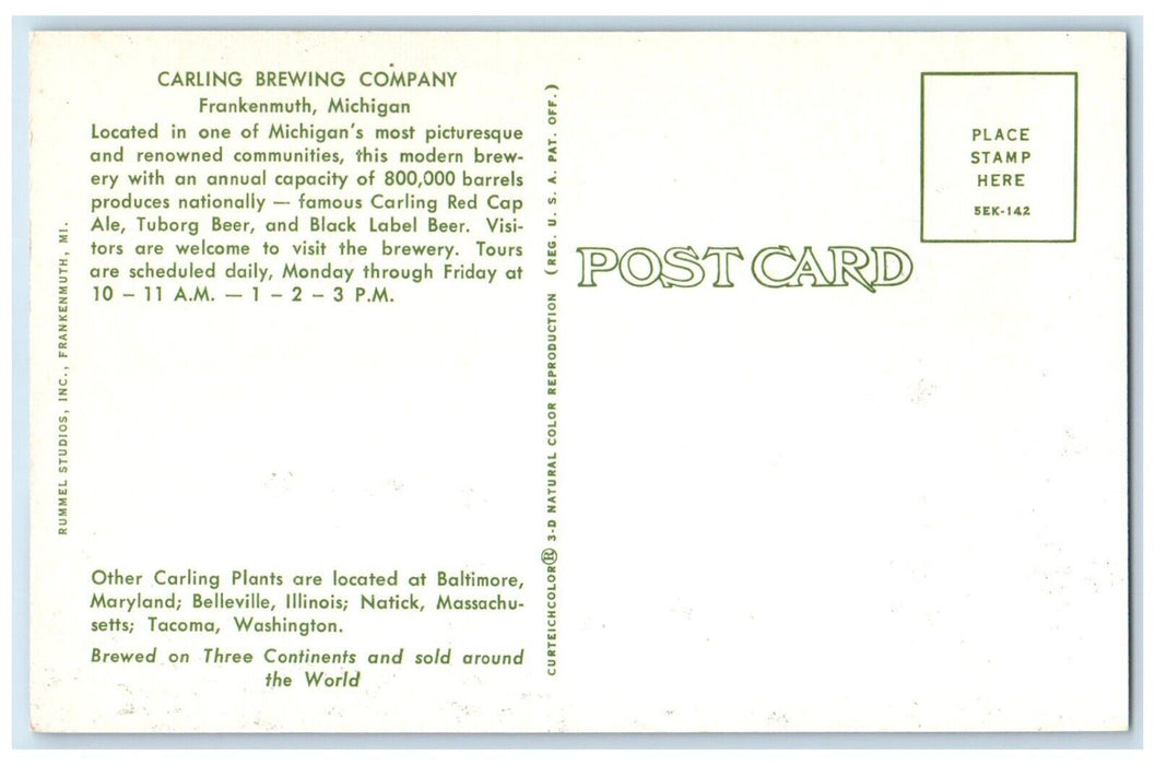 c1950s Carling Brewing Company Building Frankenmuth Michigan MI Vintage Postcard