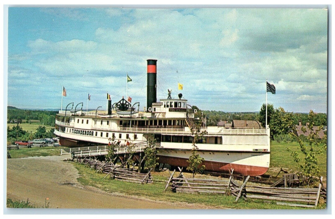 c1950's Sidewheeler Ticonderoga Steamer Shelburne Vermont VT Vintage Postcard