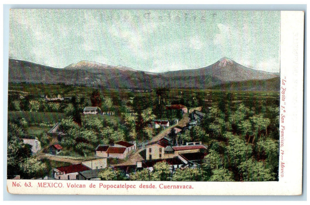 c1905 Popocatelpec Volcano From Cuernavaca Mexico Antique Unposted Postcard