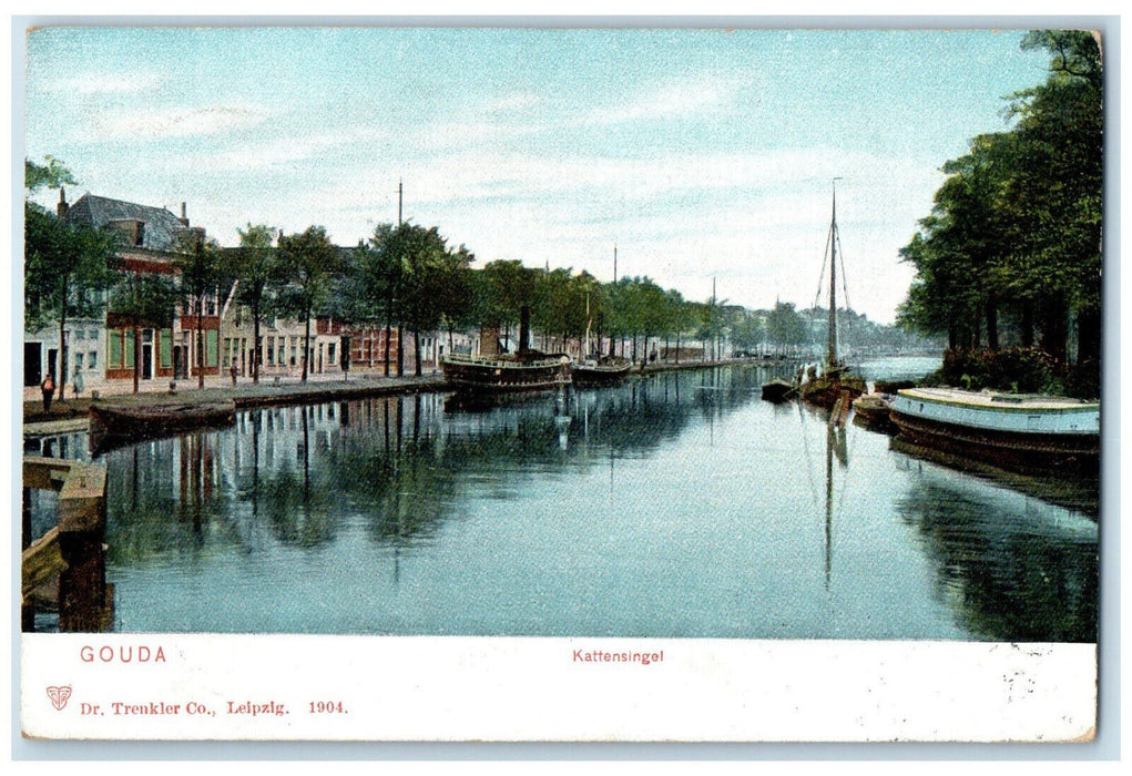 1907 Kaatensingel Gouda South Holland Netherlands Antique Posted Postcard