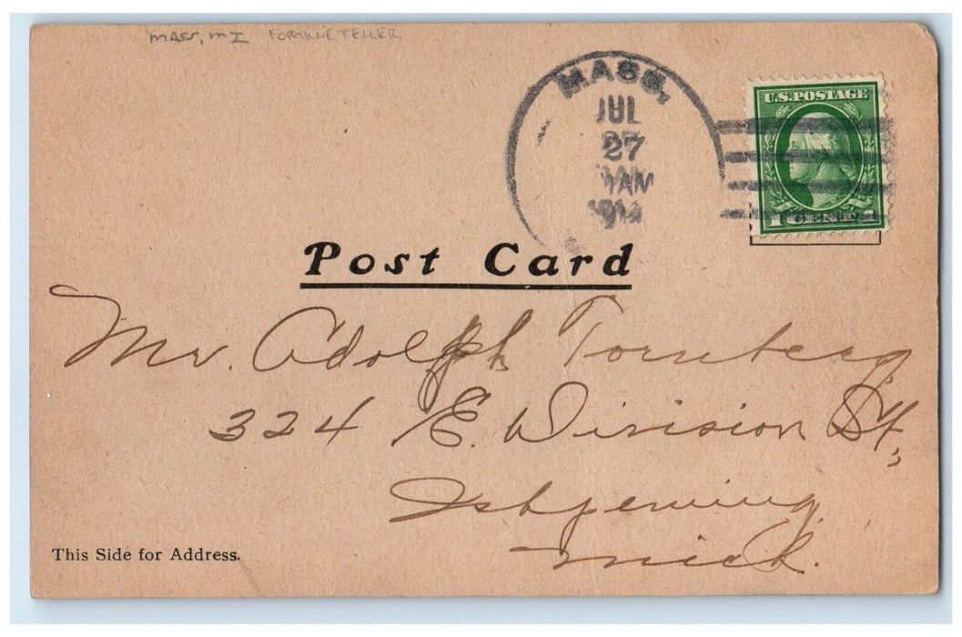 c1905 Woman Fortune Teller You're Certainly Fortunate Cuss Mass MI Postcard