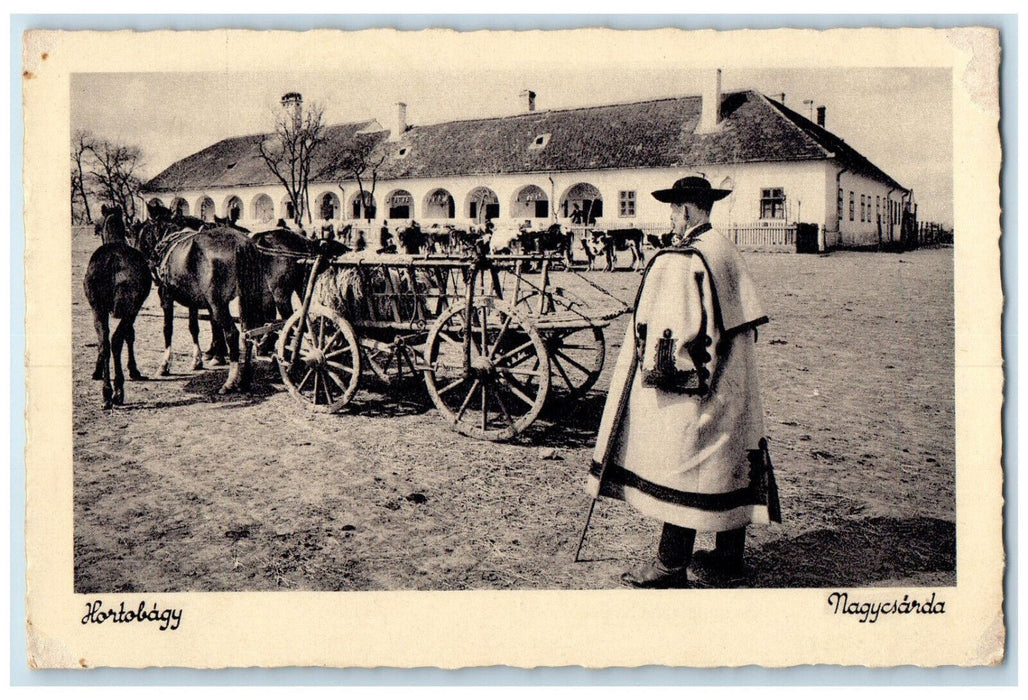 c1940's Nagycsarda Hortobagyi Restaurant Hungary Antique Posted Postcard