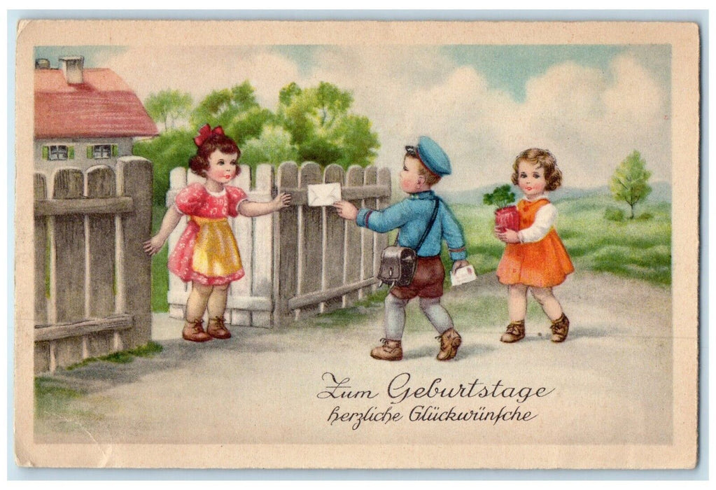 c1910's Birthday Mailman Delivered Letter Germany Unposted Antique Postcard