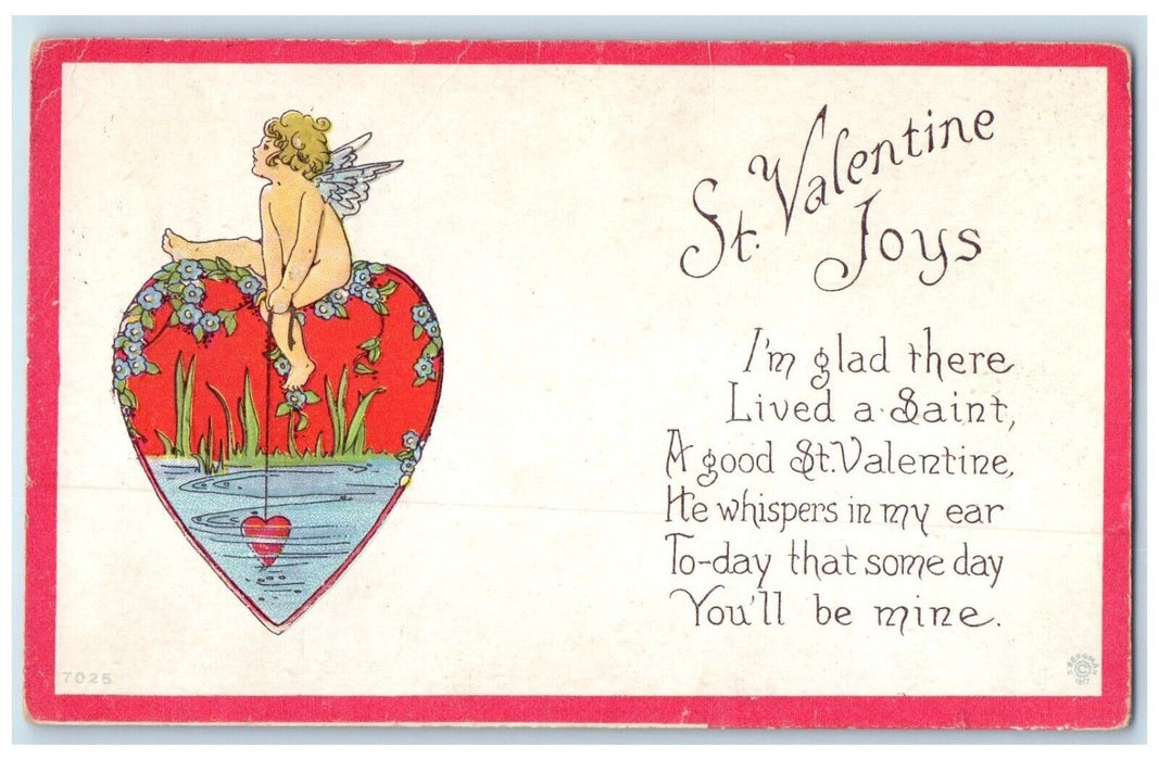 c1910's Valentine Heart Cupid Angel Quarryville Pennsylvania PA Antique Postcard