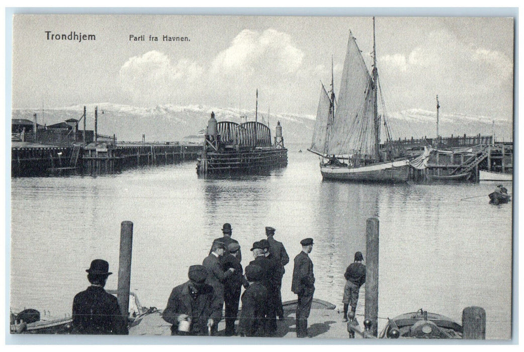 c1940's Schooner Boat From the Port of Trondheim Norway Unposted Postcard