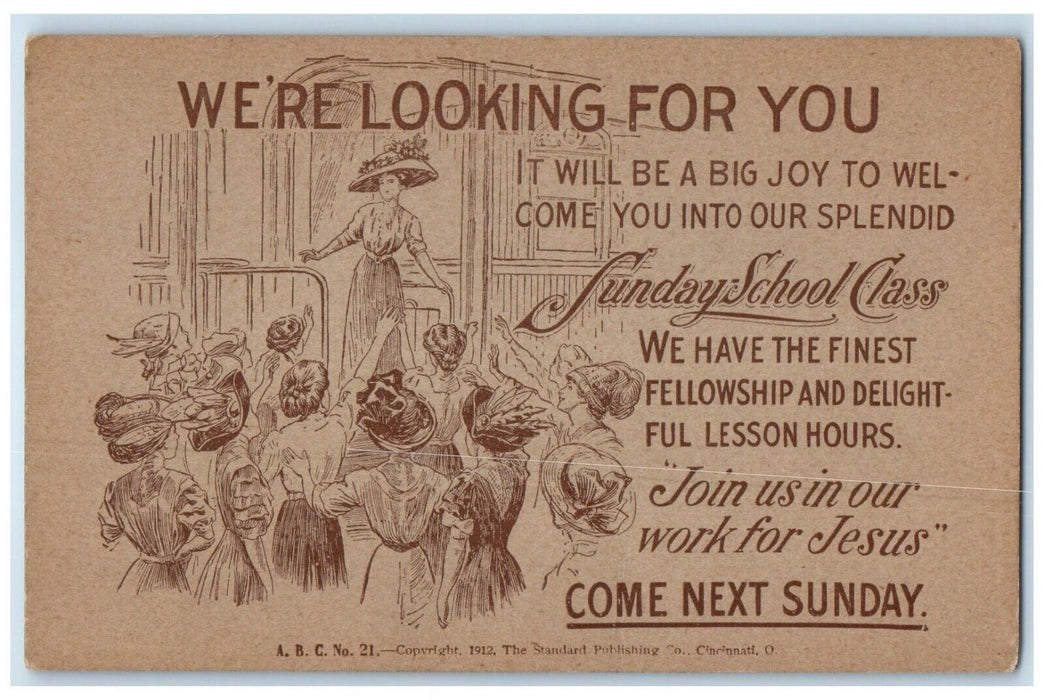 c1910s Sunday School Class Work For Jesus We're Looking For You Antique Postcard