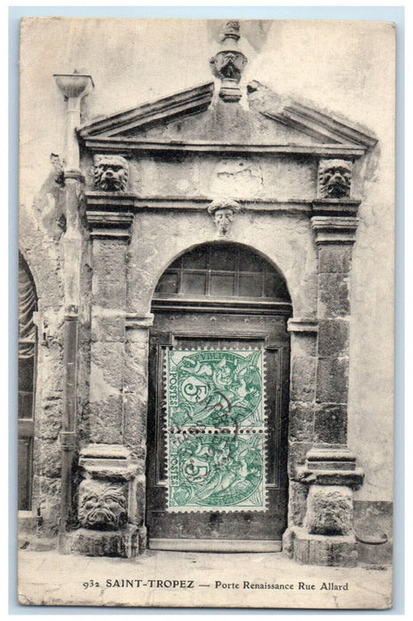 1907 Renaissance Door Allard Street Saint Tropez France Antique Postcard