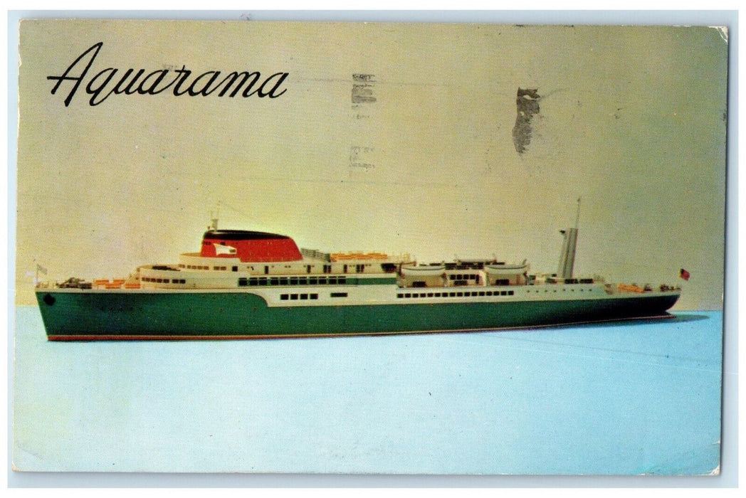 1957 Aquarama Steamer Ship Detroit Michigan MI Vintage Posted Postcard