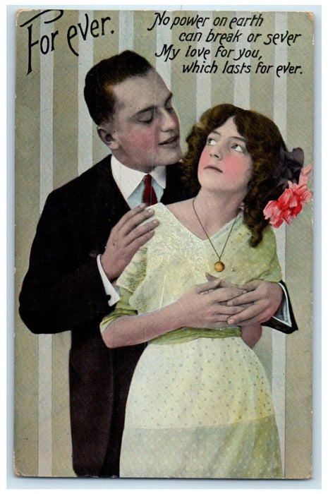 1915 Sweet Couple Romance Forever Uhrichsville Ohio OH Posted Antique Postcard