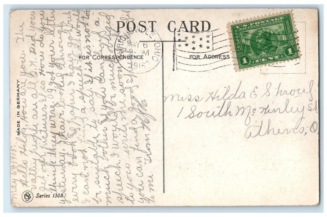 1915 Sweet Couple Romance Forever Uhrichsville Ohio OH Posted Antique Postcard