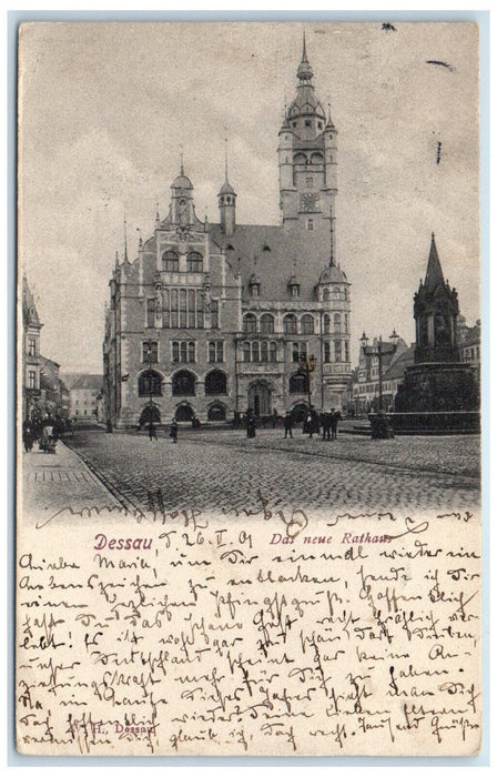 1901 The New Town Hall of Dessau Saxony-Anhalt Germany Posted Antique Postcard