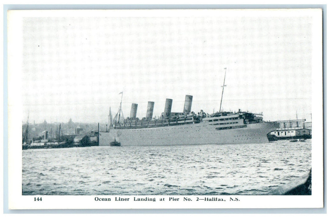 c1950's Ocean Liner Landing at Pier No.2 Halifax Nova Scotia Canada Postcard
