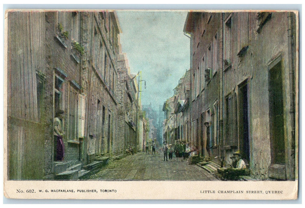 c1910 Little Champlain Street Quebec Canada Antique Unposted Postcard