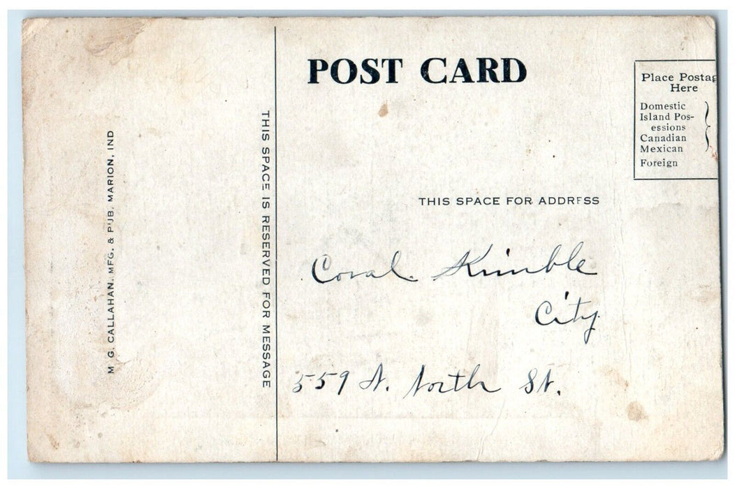 c1910's Normal College Building Trolley Marion Indiana IN Antique Postcard