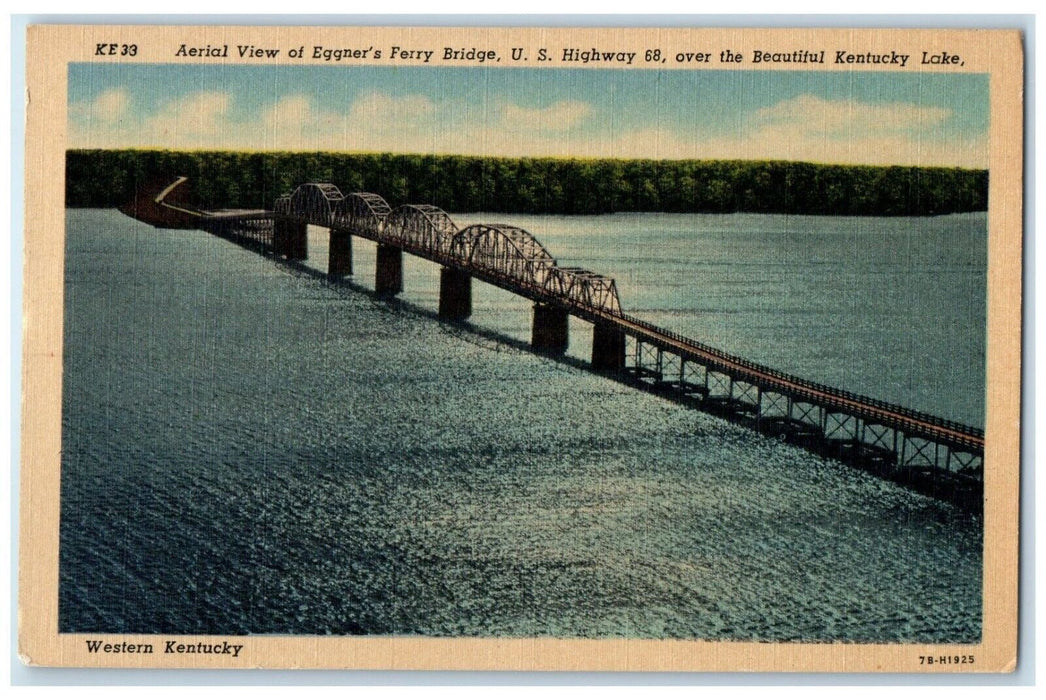 c1930's Aerial View Of Eggner's Ferry Bridge Over Kentucky Lake KY Postcard