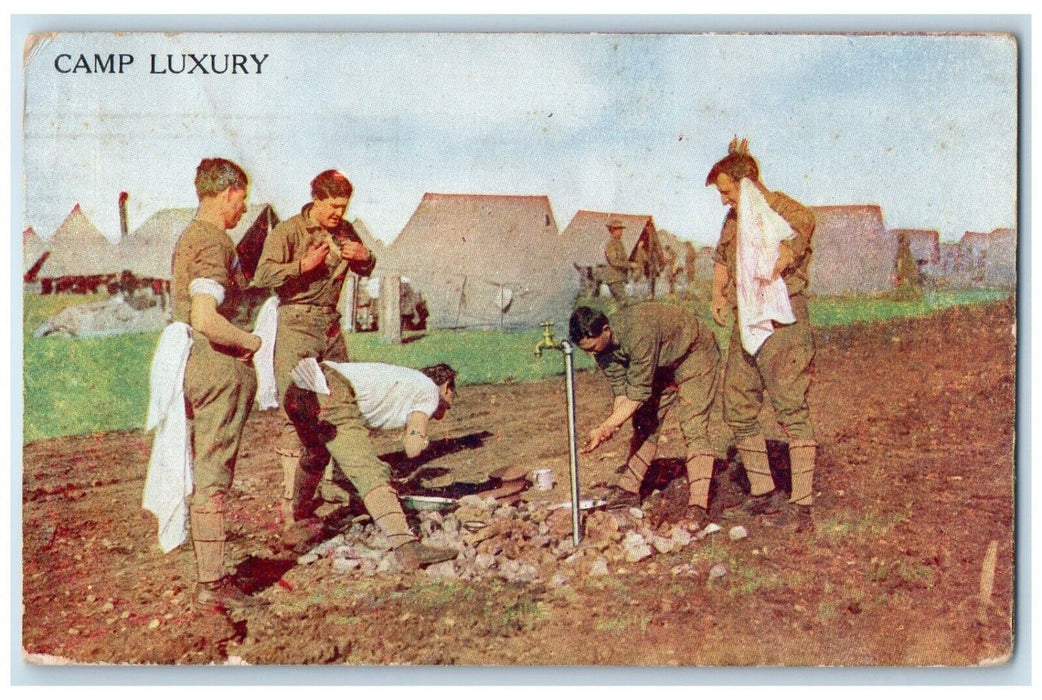 1917 Camp Luxury Junction City Kansas KS Military Soldier Antique Postcard