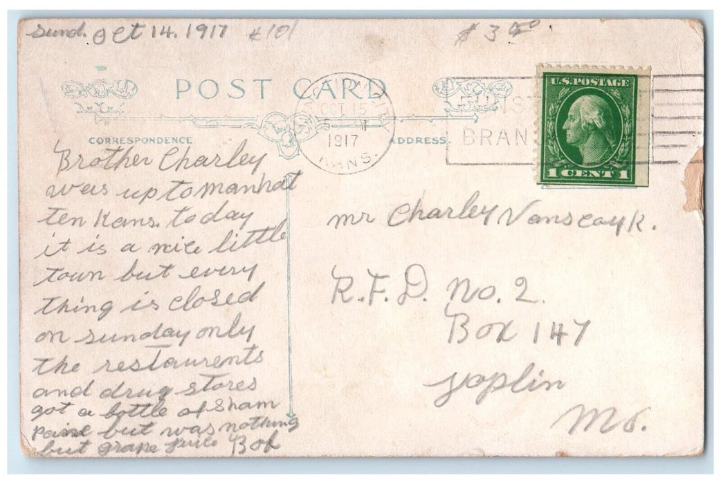 1917 Camp Luxury Junction City Kansas KS Military Soldier Antique Postcard