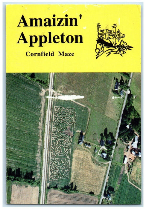 Aerial View Amaizin Appleton Cornfield Maze Appleton New York NY Posted Postcard