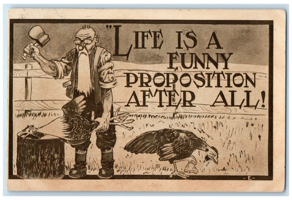 1911 Butcher Life Is A Funny Proposition After All Osage City Kansas KS Postcard