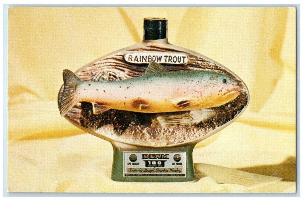 1975 Beam Rainbow Trout Kentucky Bourbon Whiskey Hayward WI Vintage Postcard