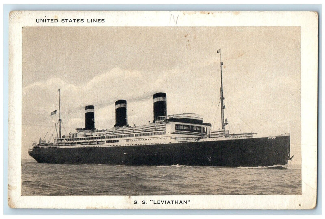 c1910's United States Lines SS Steamer Ship Leviathan Unposted Antique Postcard