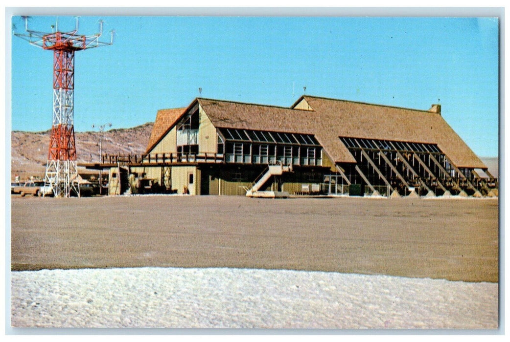c1960 Silver Bow County Airport Swiss Chalet Exterior Butte Montana MT Postcard
