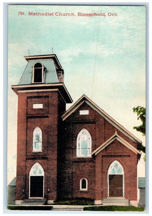 c1910 Methodist Church Bloomfield Ontario Canada Antique Unposted Postcard