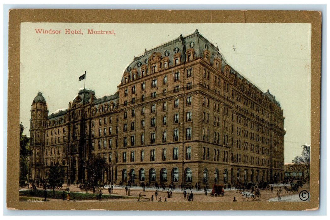 1911 View of Windsor Hotel Montreal Quebec Canada Antique Posted Postcard
