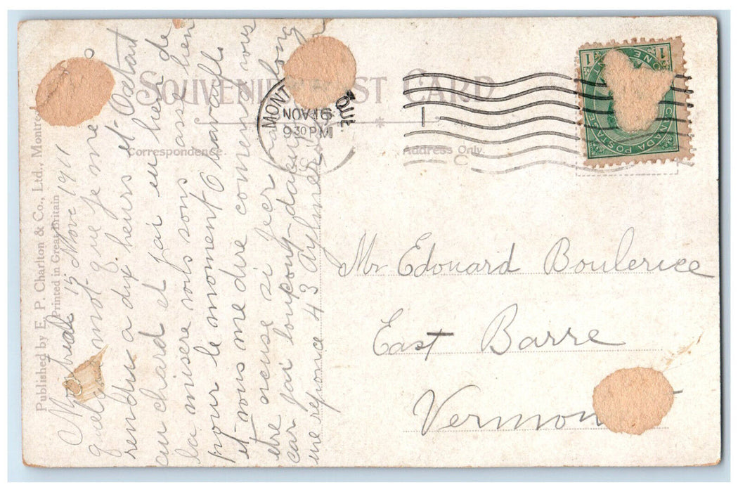 1911 View of Windsor Hotel Montreal Quebec Canada Antique Posted Postcard
