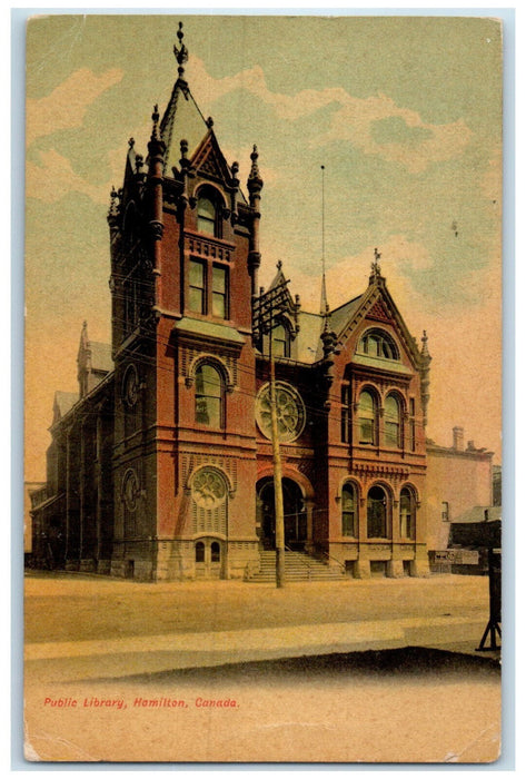 1906 Public Library Hamilton Ontario Canada Antique Posted Postcard